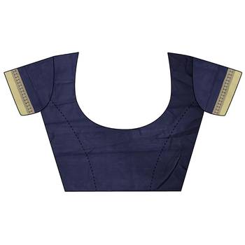 Women blue geometric woven design soft silk saree 5