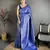 Women royal blue geometric woven design soft silk saree