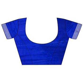 Women navy blue geometric pattern soft silk saree 5