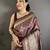 Women wine   geometric pattern soft silk saree