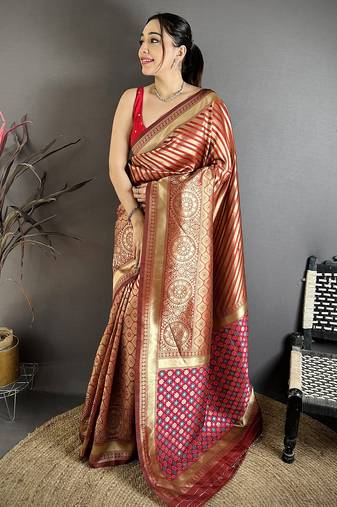 Women maroon   geometric pattern soft silk saree