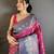 Women pink floral design  with  copper motifs tissue silk saree