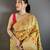 Women golden yellow meenakari weaving pashmina silk saree