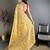 Women golden yellow meenakari weaving pashmina silk saree