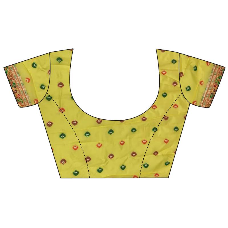 Women yellow  floral & leaf elements pashmina silk saree