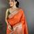 Women orange intricate zari weaving banarasi silk saree