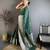 Women dark green ajrakh print banarasi silk saree