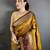 Women golden bronze small floral zari butti soft silk saree