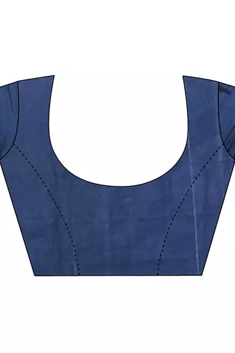Women navy blue silver zari buttis soft silk saree