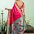 Women pink peacock motifs silk blend saree