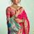 Women pink peacock motifs silk blend saree