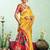 Women yellow peacock motifs silk blend saree