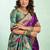 Women purple peacock motifs silk blend saree