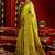 Women lime green floral motifs silk blend saree