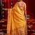 Women light orange floral motifs silk blend saree