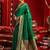 Women green floral motifs silk blend saree
