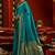 Women aqua blue floral motifs silk blend saree