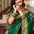 Women green peacock motifs silk blend saree