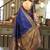 Women navy blue peacock motifs silk blend saree