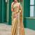 Women beige geomatric shimmer chiffon saree