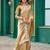 Women beige geomatric shimmer chiffon saree