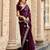 Women wine geomatric shimmer chiffon saree