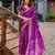 Women purple geomatric shimmer chiffon saree