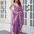 Women lavender geomatric shimmer chiffon saree