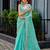 Women sky blue geomatric shimmer chiffon saree