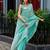 Women sky blue geomatric shimmer chiffon saree