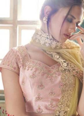 Soft Premium Net Party Wear Lehenga In Peach Color With Embroidery Work & Stone Work 3