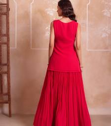 Carrot pink georgette handwork sharara set with handwork dupatta