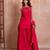 Carrot pink georgette handwork sharara set with handwork dupatta