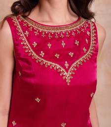 Magenta organza handwork palazzo set with embroidered dupatta