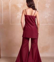 Maroon handwork sharara set with scalloped dupatta