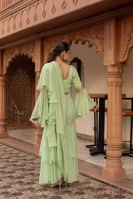 elaichi organza georgette pre-draped saree 5