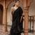 Black handwork organza pre-draped saree with blouse