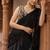Black handwork organza pre-draped saree with blouse