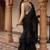 Black handwork organza pre-draped saree with blouse