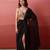 Black satin pre-drape slit saree with sequin handwork blouse with blouse