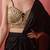 Black satin pre-drape slit saree with sequin handwork blouse with blouse