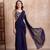 Navy blue georgette ready to drape saree with handwork blouse with blouse