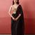 Black satin pre-drape slit saree with sequin handwork blouse with blouse