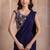 Navy blue georgette ready to drape saree with handwork blouse with blouse