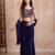 Navy blue georgette ready to drape saree with handwork blouse with blouse