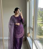  party wear crepe top with farshi palazzo & organza dupatta set