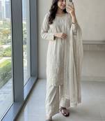  party wear crepe top with farshi palazzo & organza dupatta set