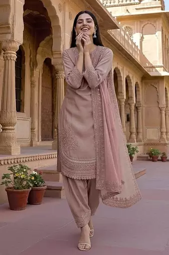 Designer party wear crepe top with farshi palazzo & organza dupatta set