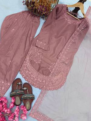  party wear crepe top with farshi palazzo & organza dupatta set 3