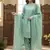  party wear crepe top with farshi palazzo & organza dupatta set